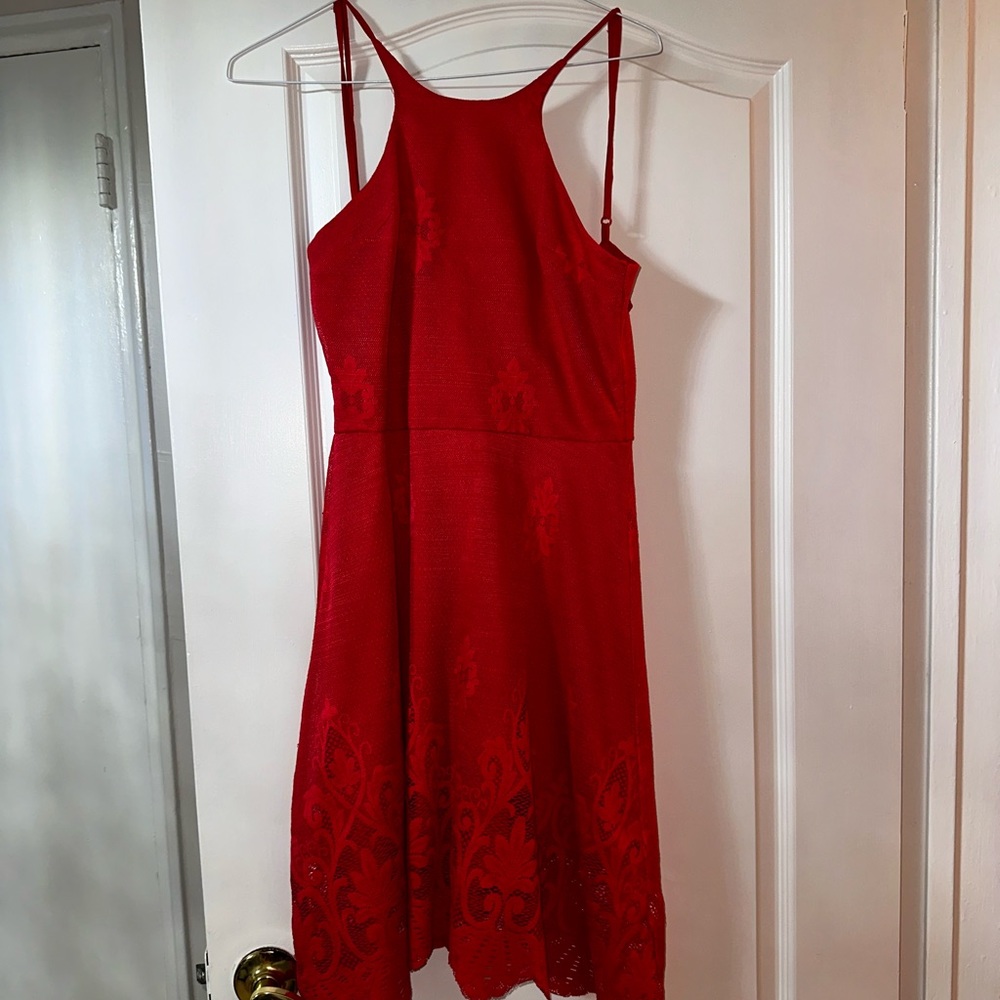 Red midi dress
